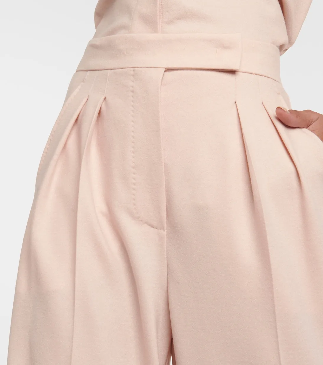 Faraday Max Mara Wool Jersey Wide Leg Pants, Pink