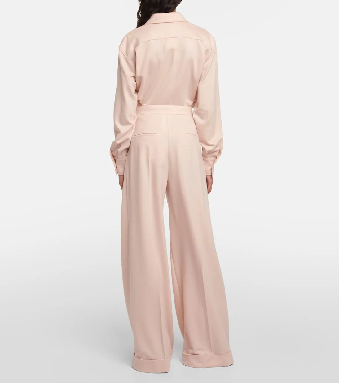 Faraday Max Mara Wool Jersey Wide Leg Pants, Pink
