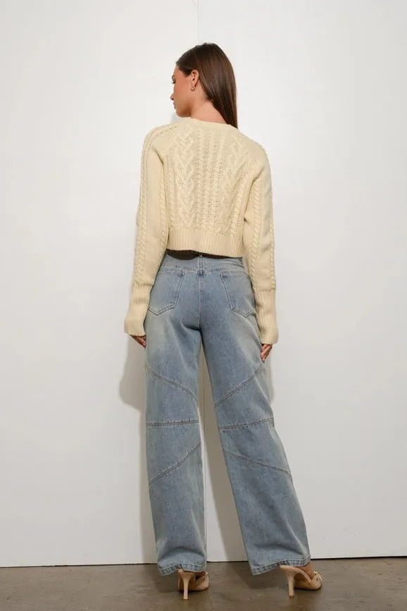 Heart Cut Out Sweater LT Yellow