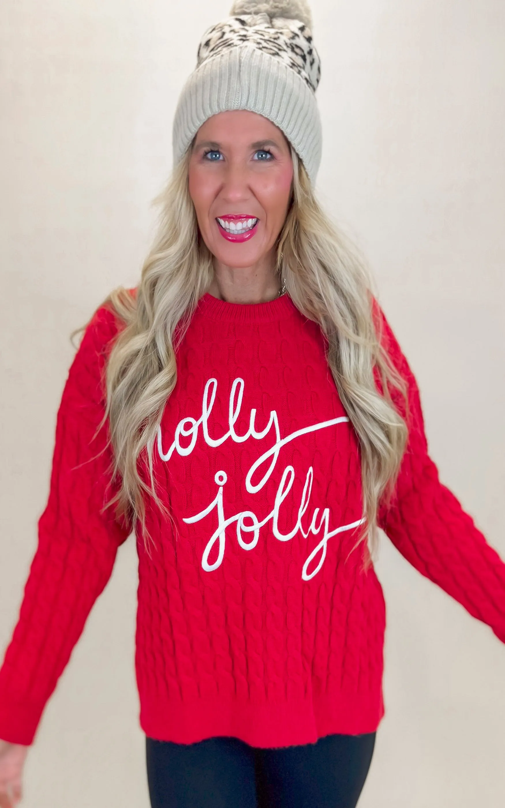 Holly Jolly Red Cable Knit Sweater