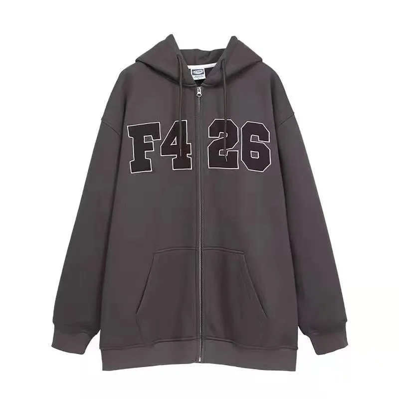 Joskaa Christmas Gift Winter High Street Harajuku Love Printed Rabbit Fur Padded Jacket Men and Women Hong Kong Style Student Hooded Cotton Jacket