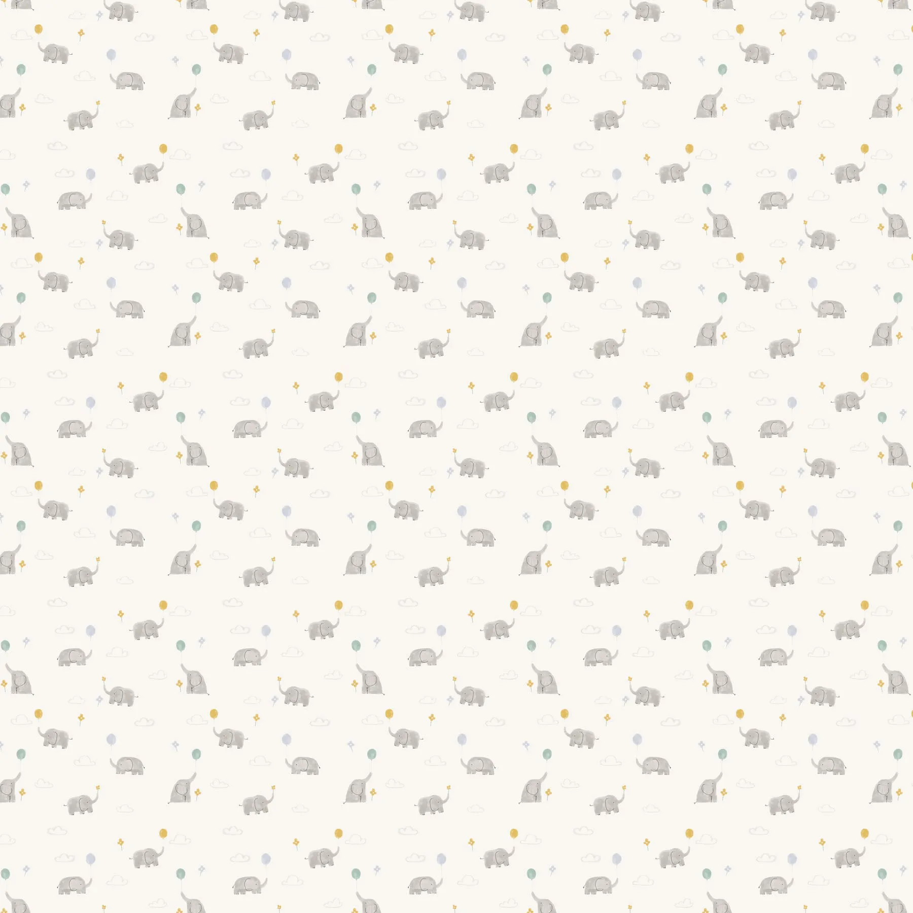 Lucky Day Elephants on Cream Flannel