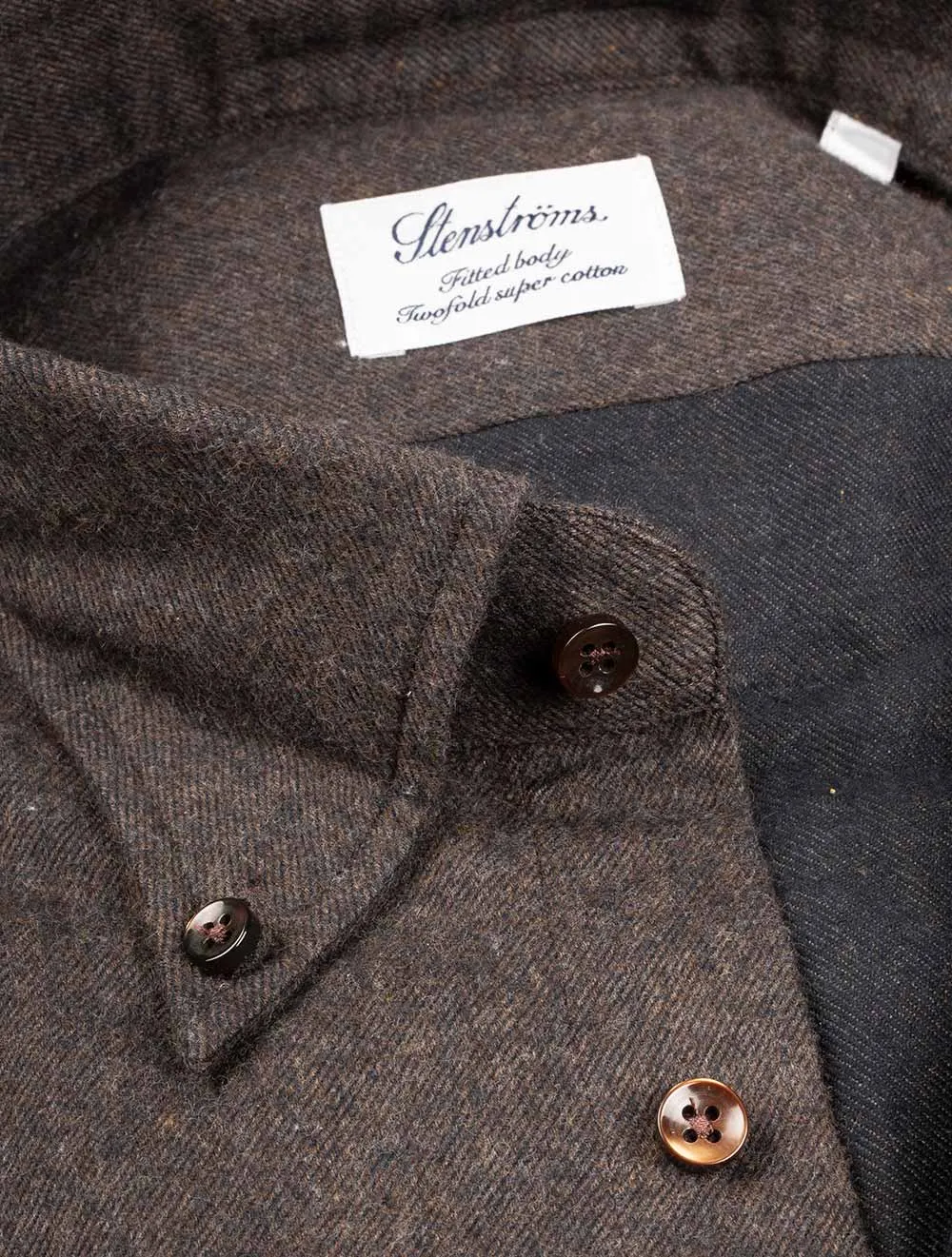 Luxury Flannel Fitted Shirt Dk Brown Melange