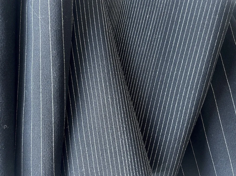 Max Mara Op Art Striped Onyx Stretch Woolen (Made in Italy)