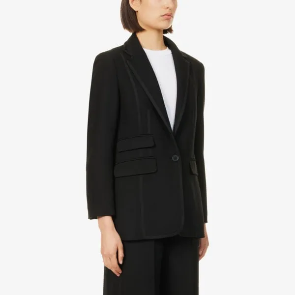 Me And Em Recycled Polyester Single Breasted Blazer With Stretch Bracelet Sleeves ,  black