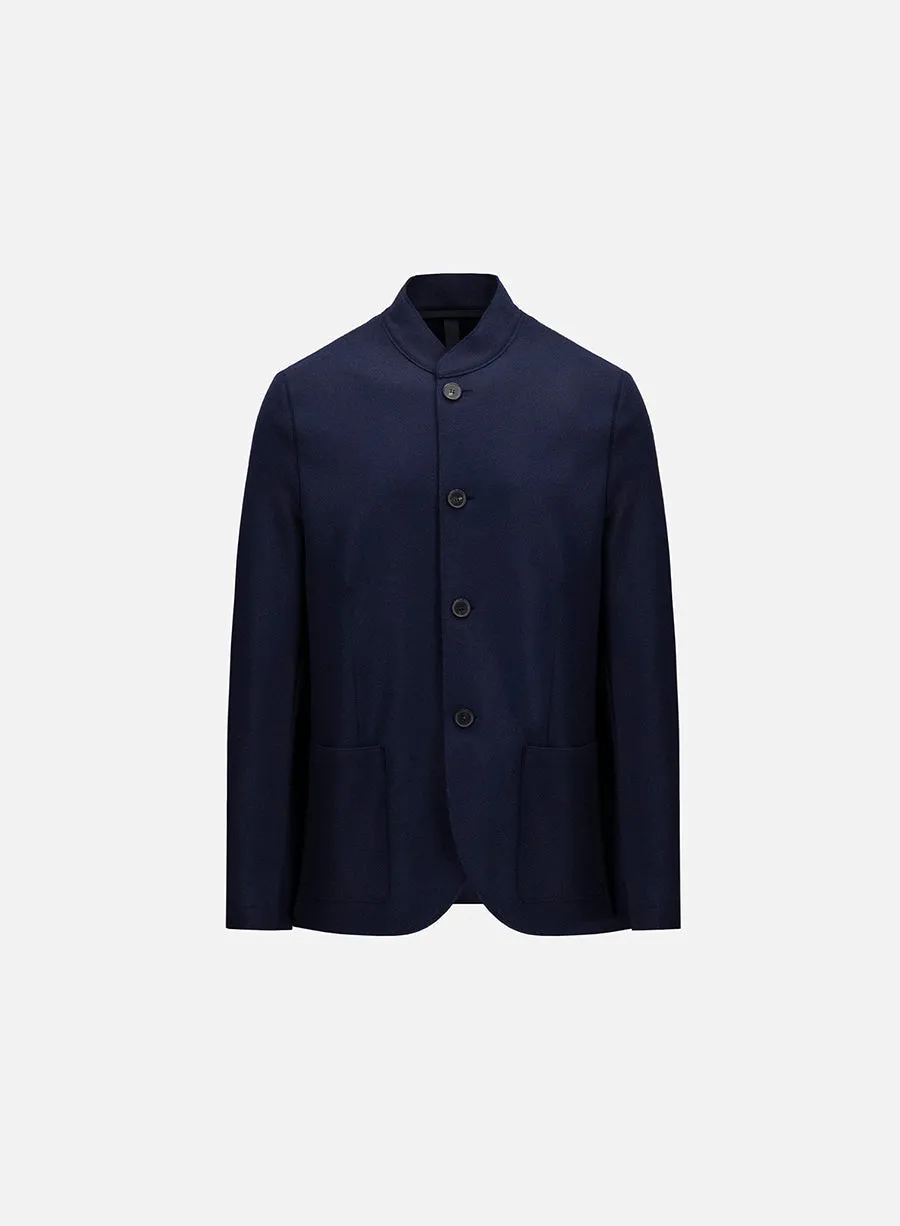Nehru jacket light pressed wool - Navy Blue
