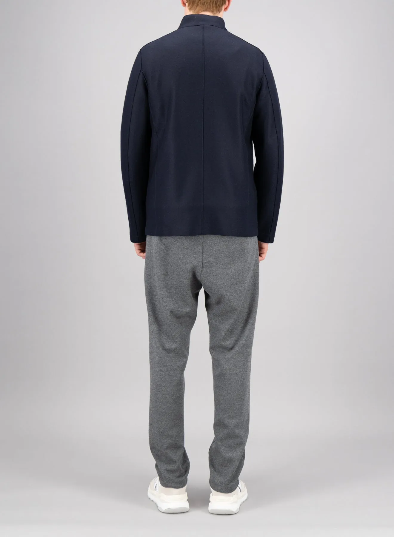 Nehru jacket light pressed wool - Navy Blue