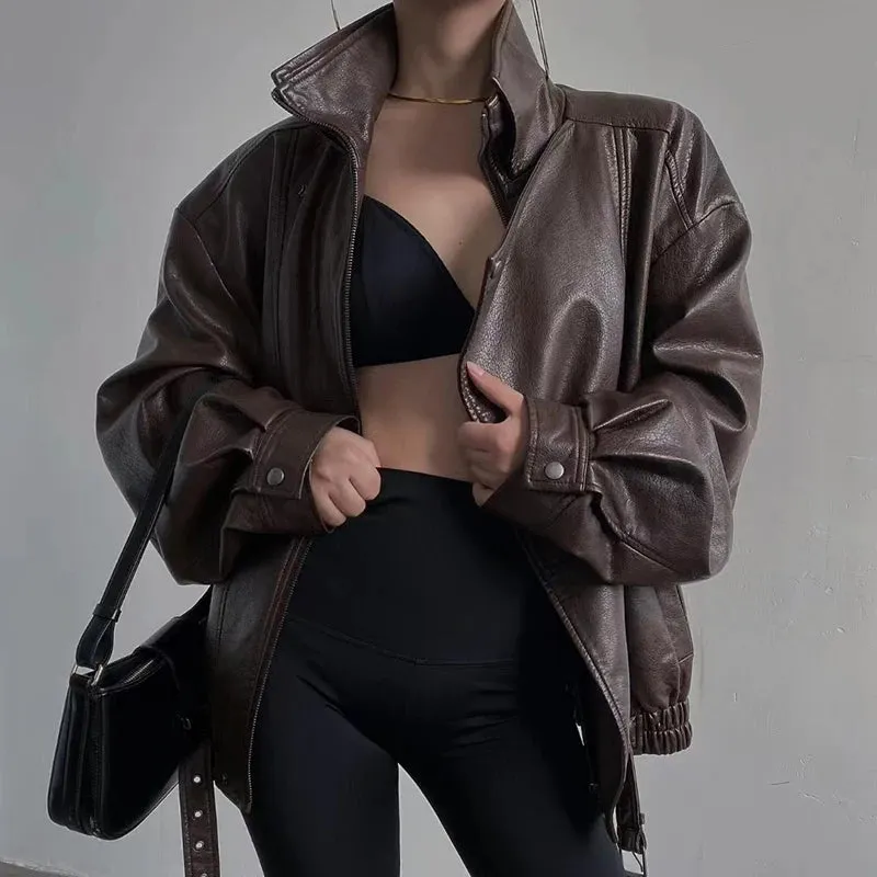 Patterned Aviator Jacket Coat, Fashion Casual Loose Top, High Quality Women's Jacket, Fall, New