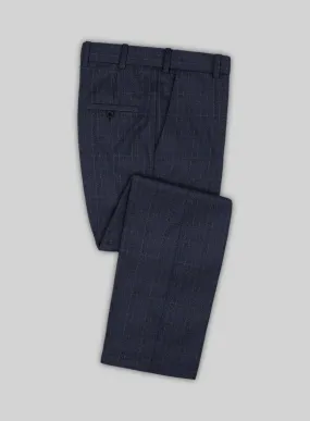 Reda Homio Dark Blue Checks Wool Pants