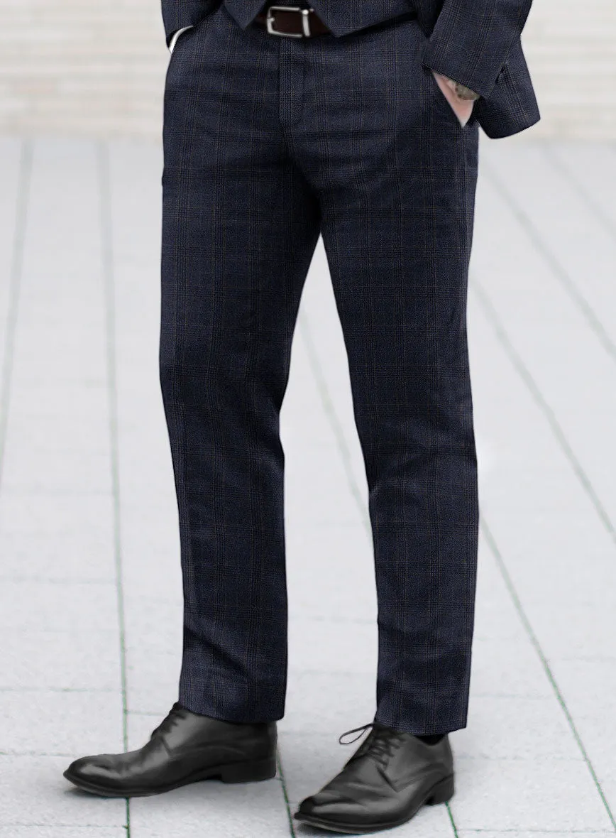 Reda Homio Dark Blue Checks Wool Pants