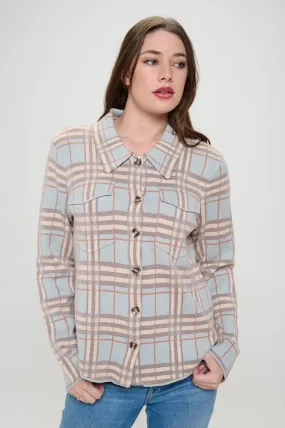 Soft Sky Checkered Knit Coat