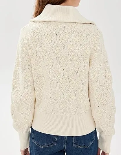 Varley Lando Full Zip Knit, Birch