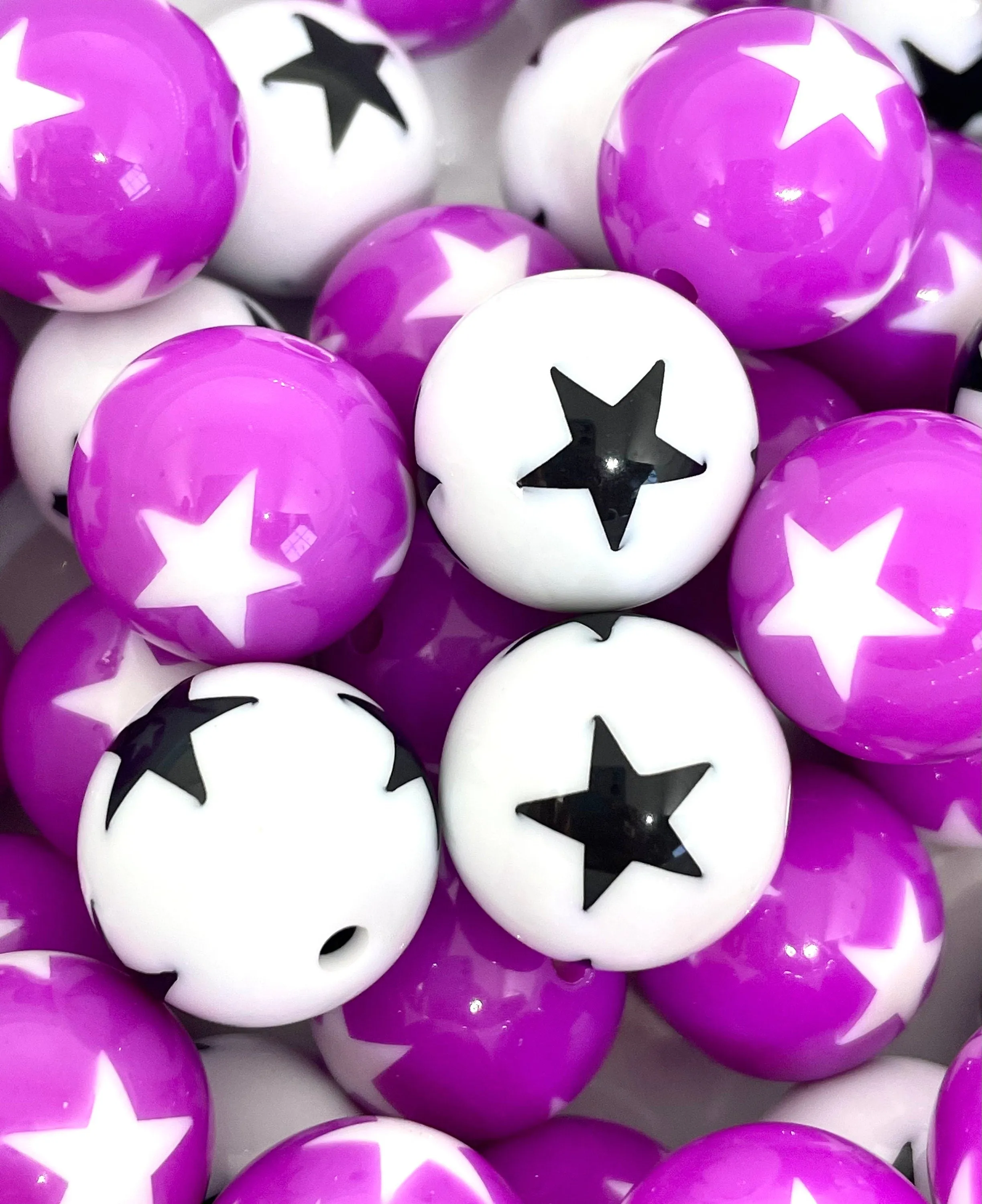 Violet Purple and White Chunky Bead Mix, Gumball Bead Assortment for Jewelry Making, Chunky Jewelry, Chunky Necklace, 20mm Beads, Acrylic
