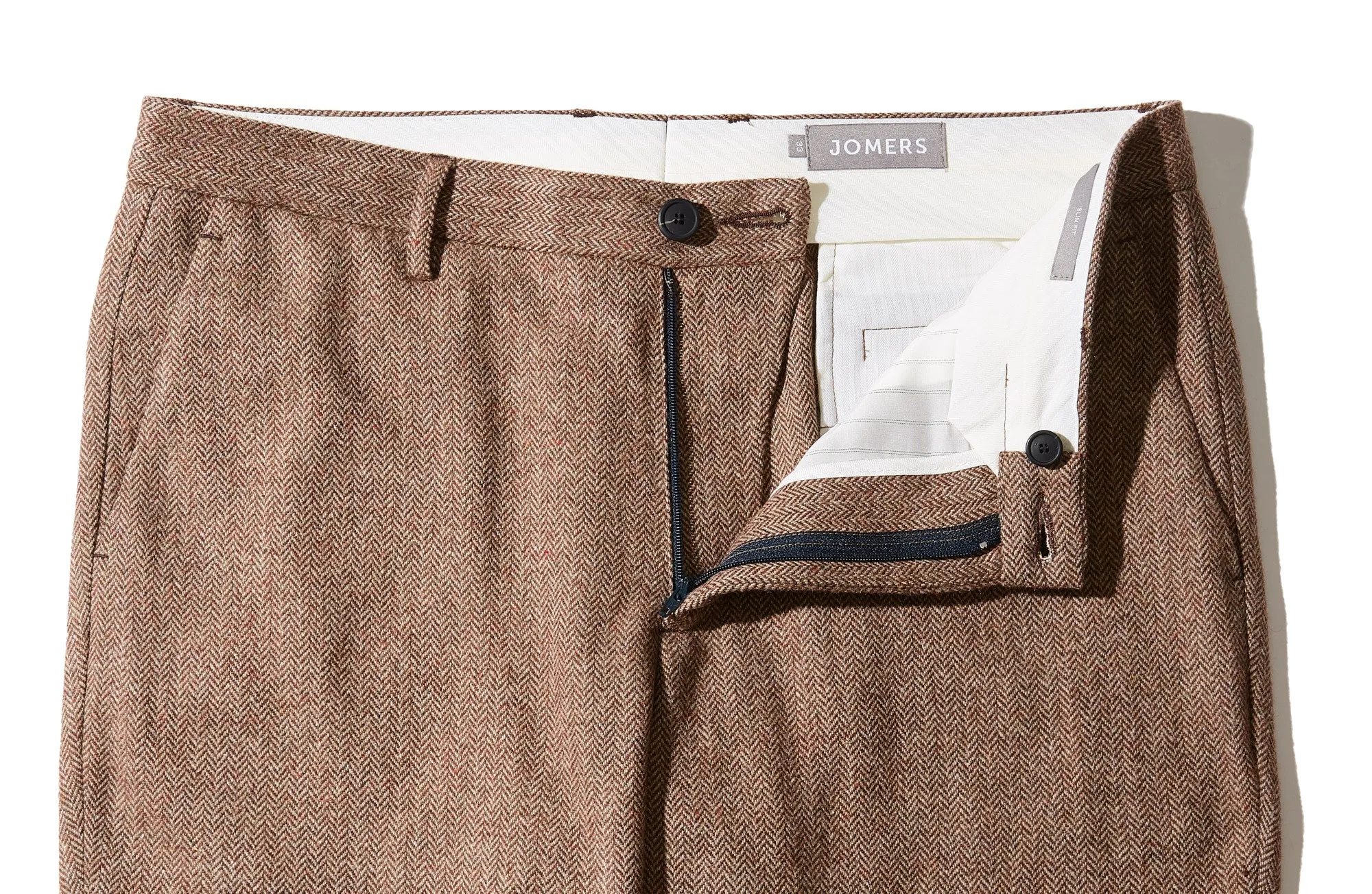 Waltham - Brown Melange Herringbone Flannel Trousers