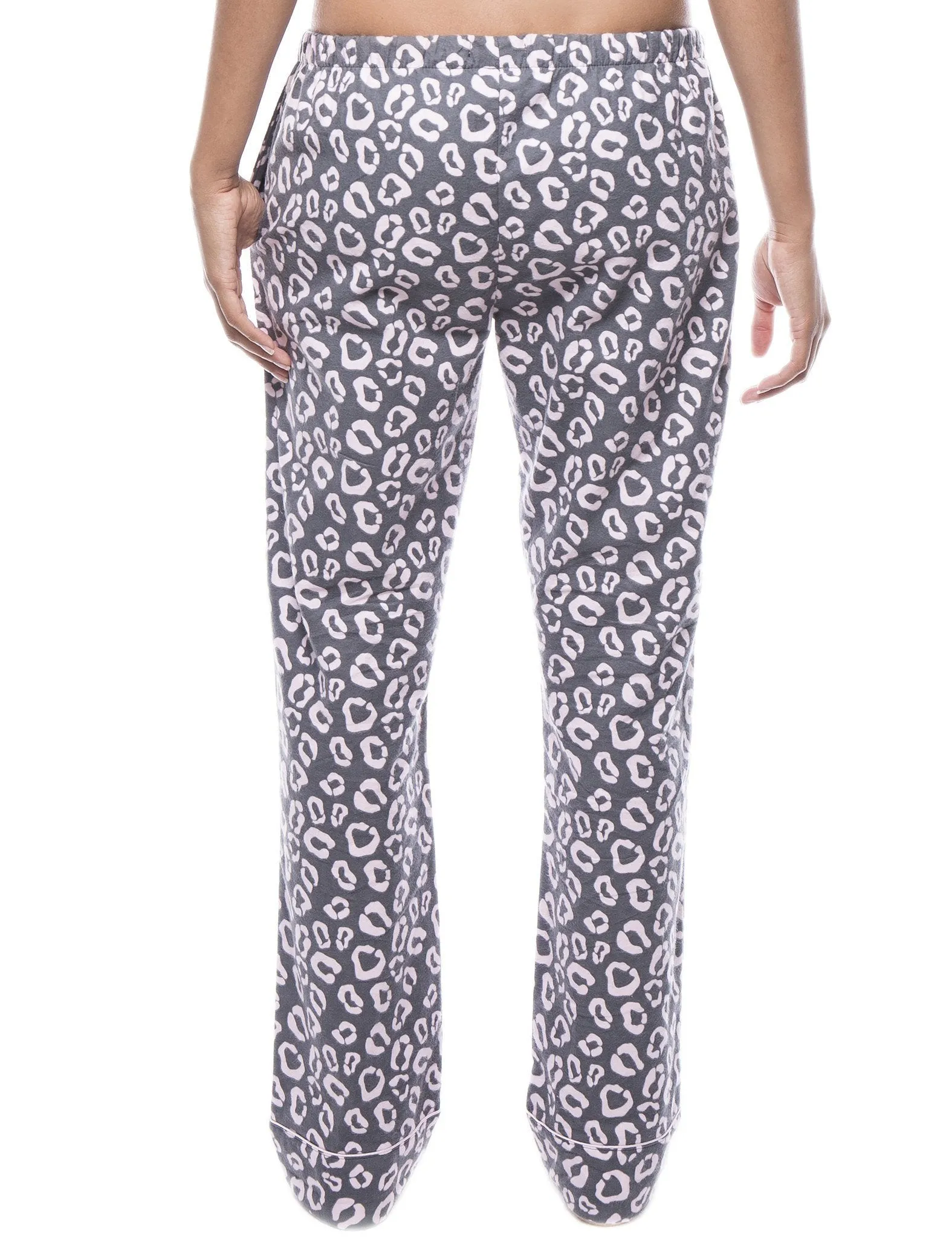 Womens 100% Cotton Flannel Lounge Pants - Jaguar Grey/Pink