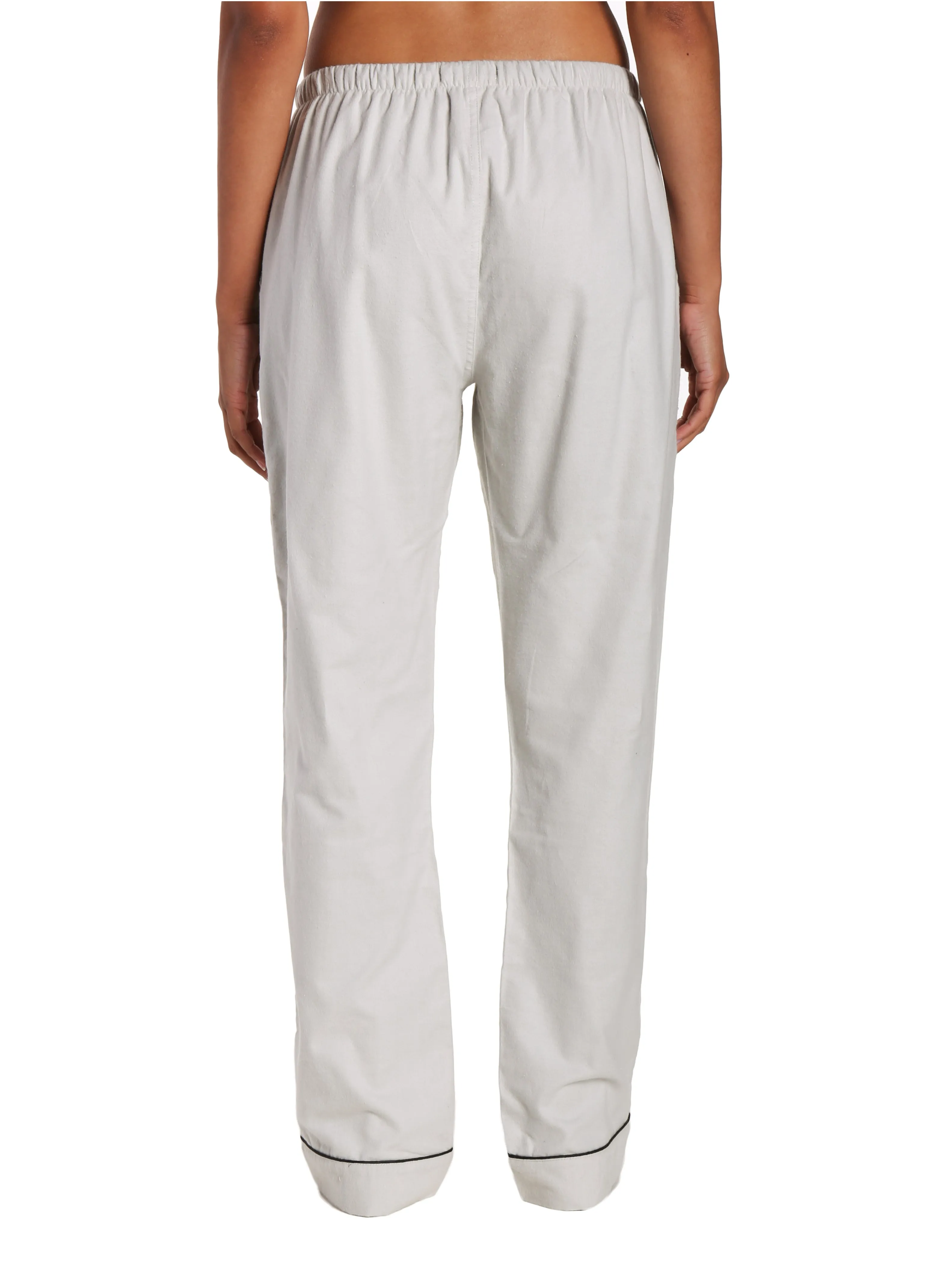 Womens 100% Cotton Flannel Lounge Pants - Light Gray
