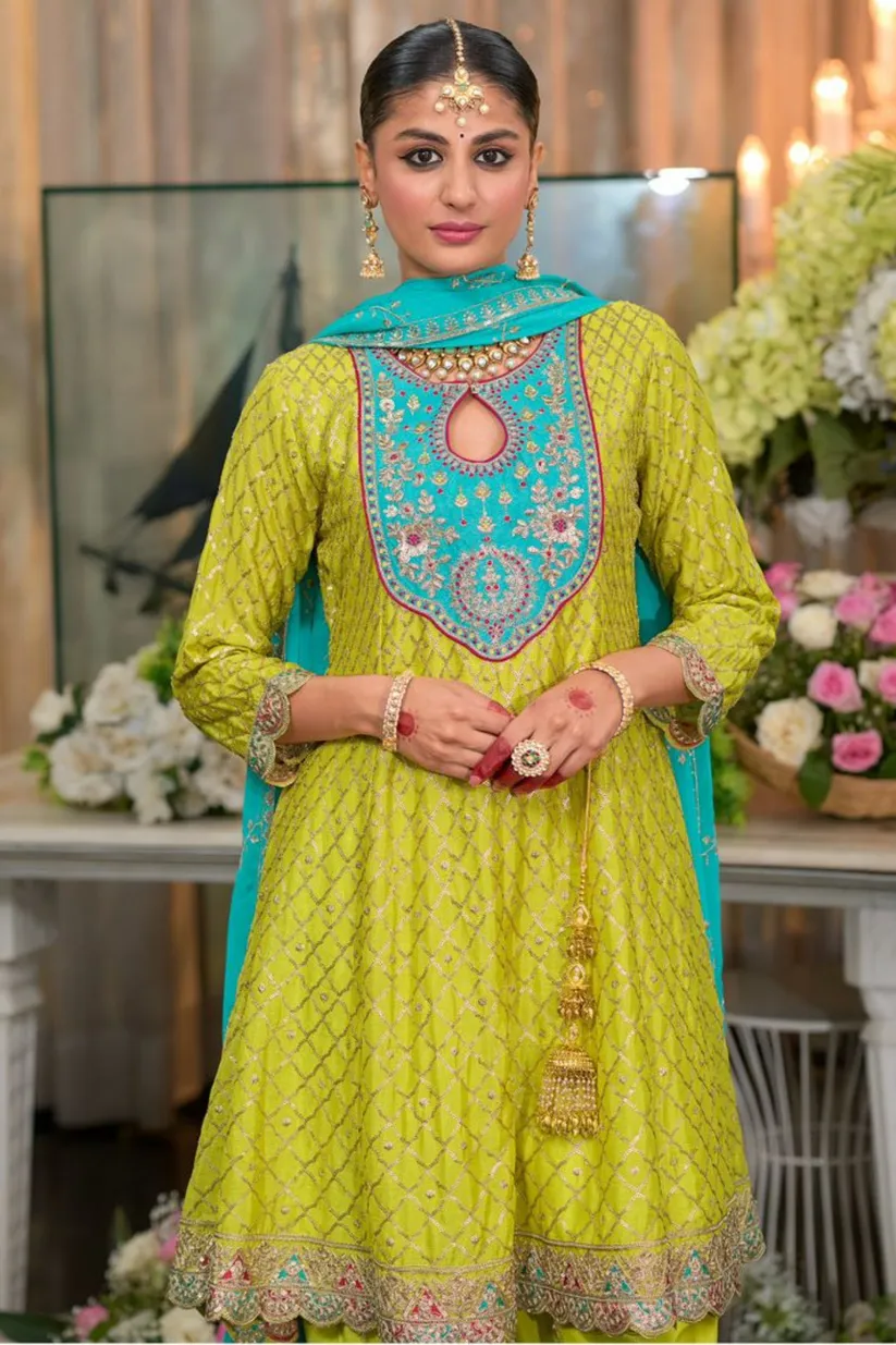 Women's Designer Sajni Hevey Chinon with Emboidery Work Salwar Suit
